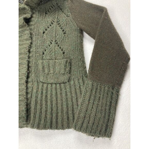 Free People Green Knit Long Sleeve Button Close Cardigan Wool Sweater Womens Med - Picture 5 of 10